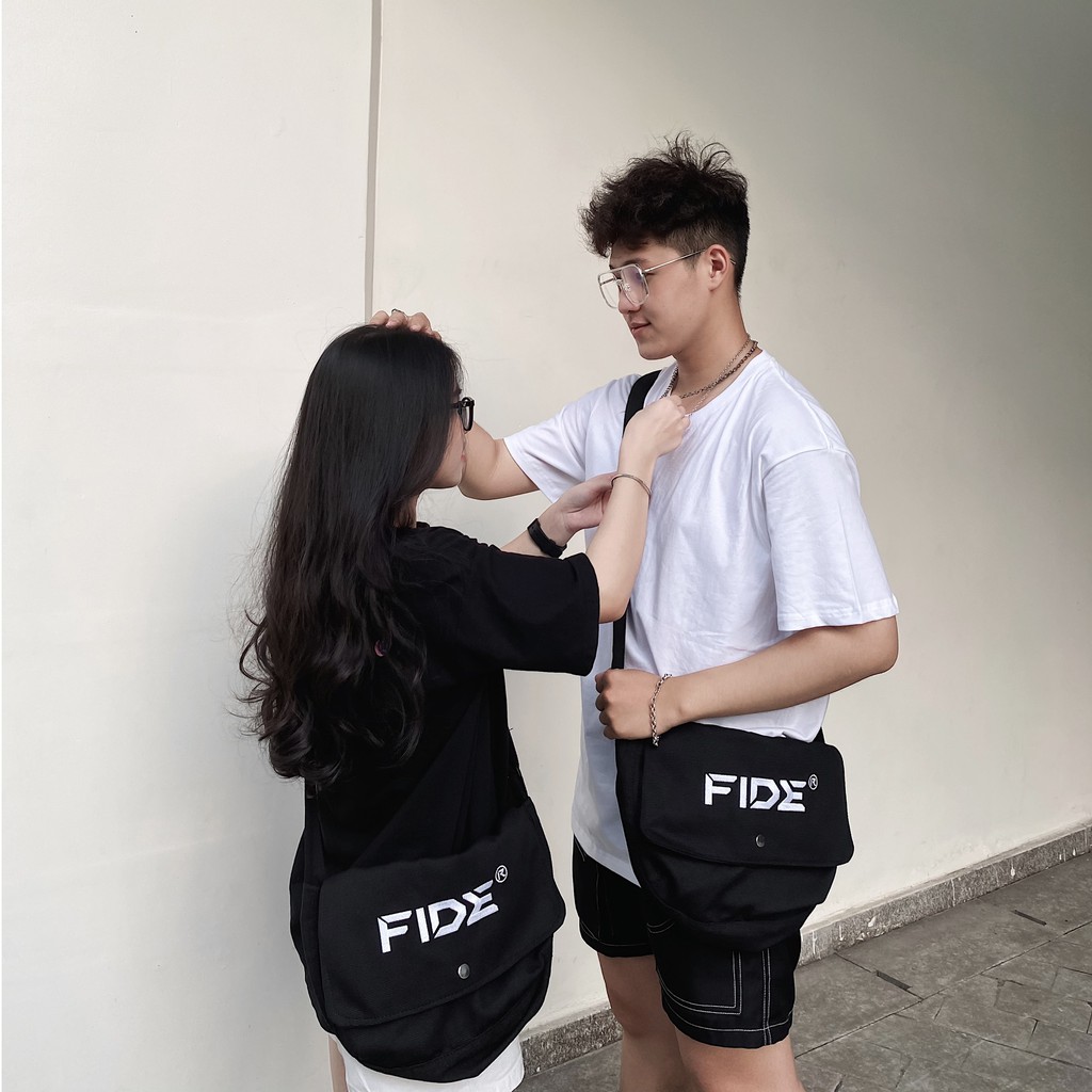 Túi tote vải đeo chéo canvas unisex cao cấp đựng vừa khổ a4 đi học đi chơi Hàn Quốc