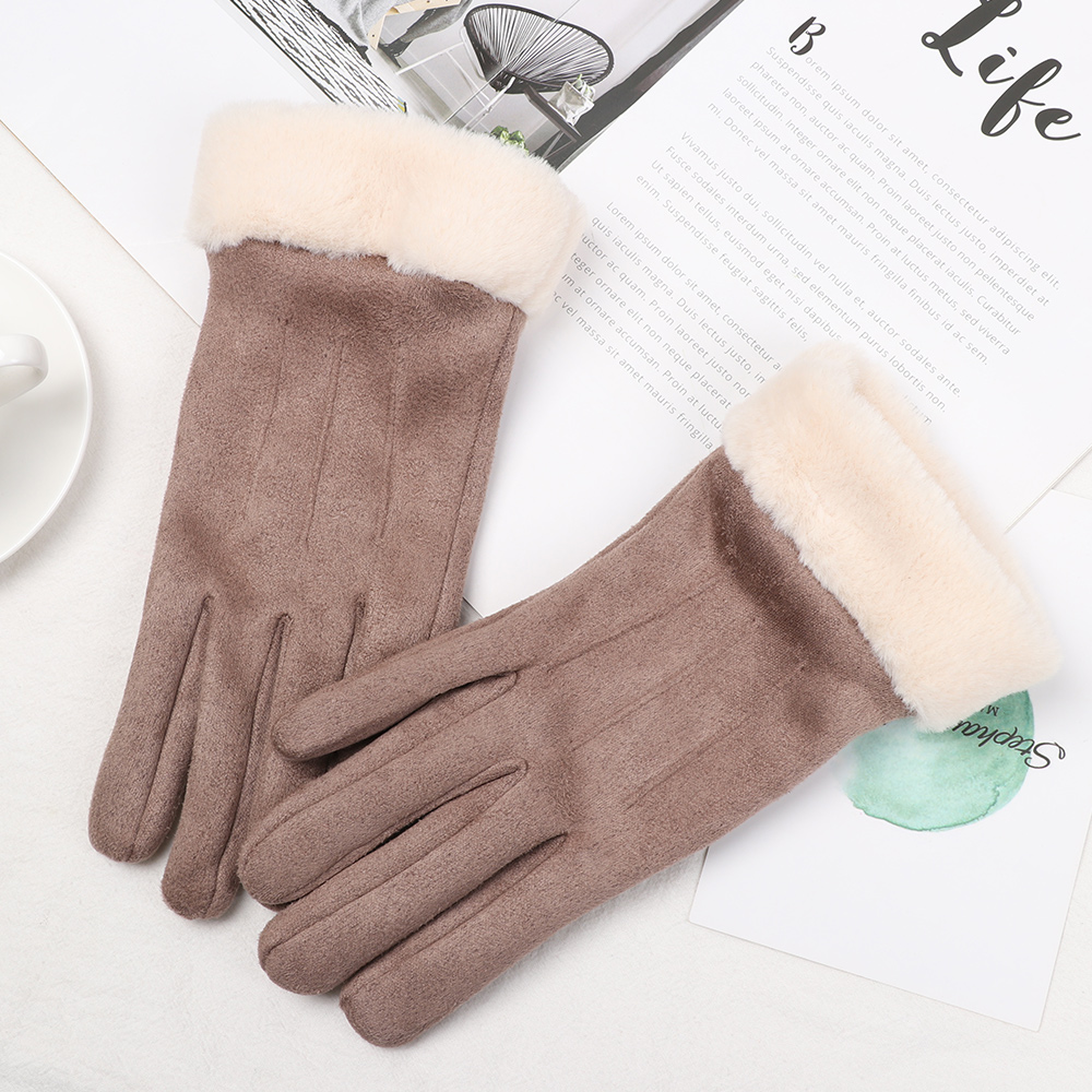 Đôi Găng Tay Phủ Lông Hở Ngón Dễ Thương Ấm Áp Cho Nữ