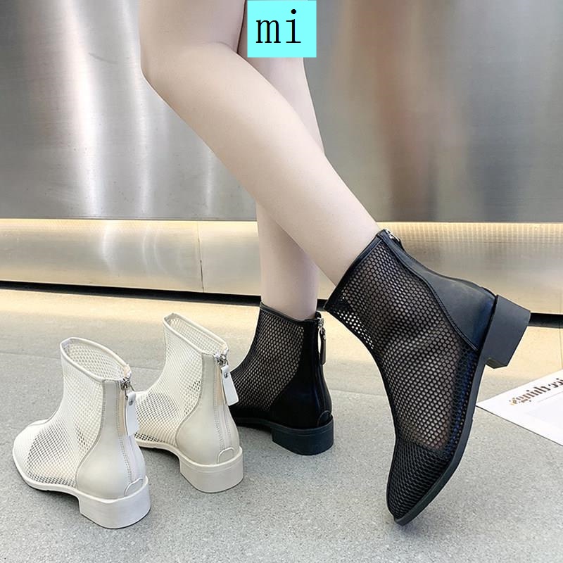 Giày bốt Martin đế dày phối lưới phong cách Hàn Quốc thời trang cho nữ