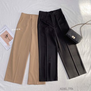 Quần Tây Nữ Nâu (L) Nút Đôi Dáng Suông_Nhienvintage AQ365