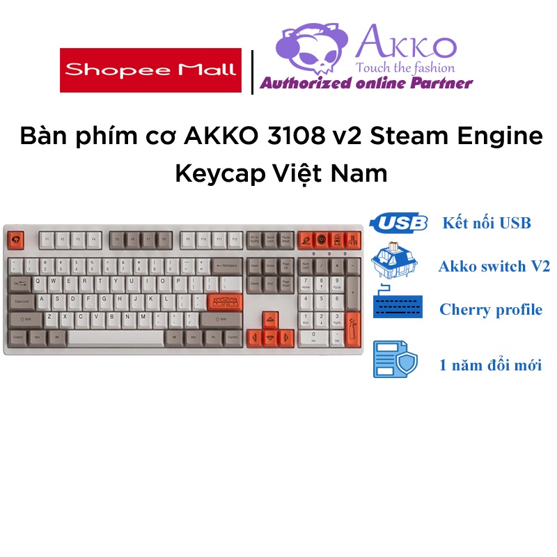 Bàn phím cơ AKKO 3108 v2 Steam Engine (Akko switch v2) - Cổng USB