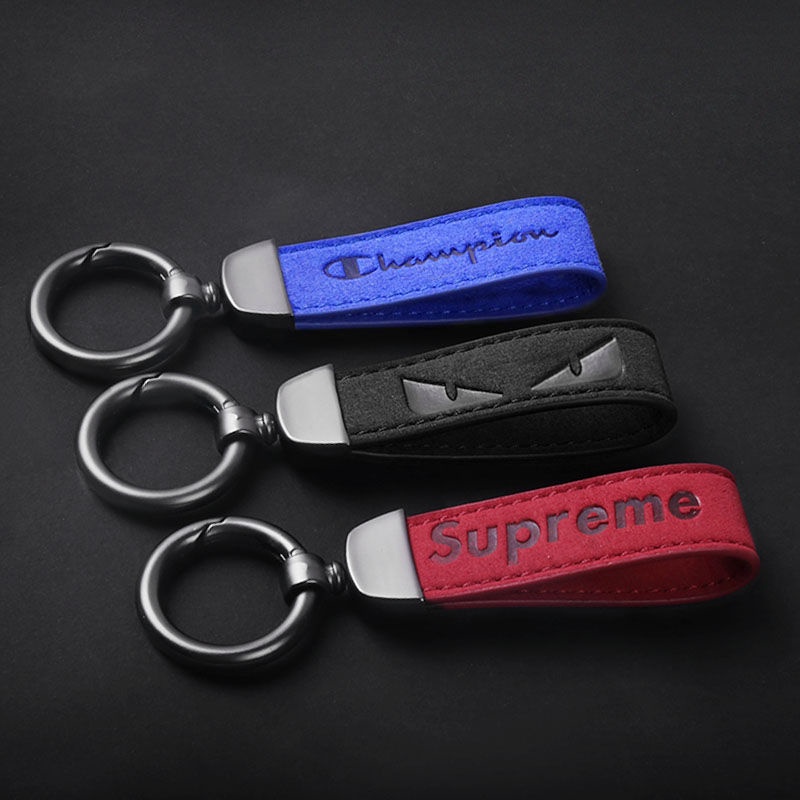 Móc Chìa Khóa Xe Hơi Bằng Da Lộn In Chữ supreme Độc Đáo Thời Trang Cho Nam Và Nữ