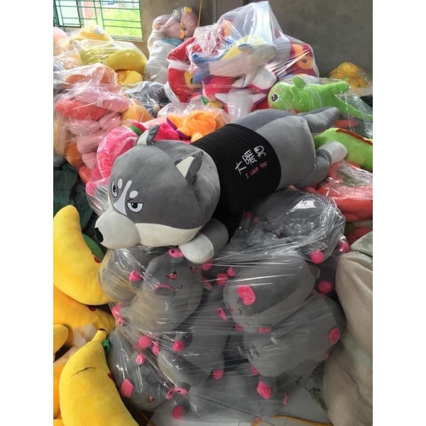 Gấu bông Chó Husky Siêu To Khổng Lồ Mềm Mịn-Gối Ôm Chó Mặt Ngáo