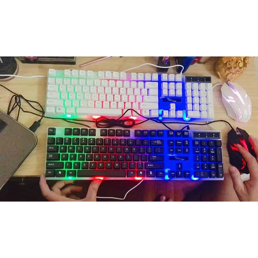 Combo Bàn phím chuột giả cơ chuyên game cao cấp g21 led 7 màu