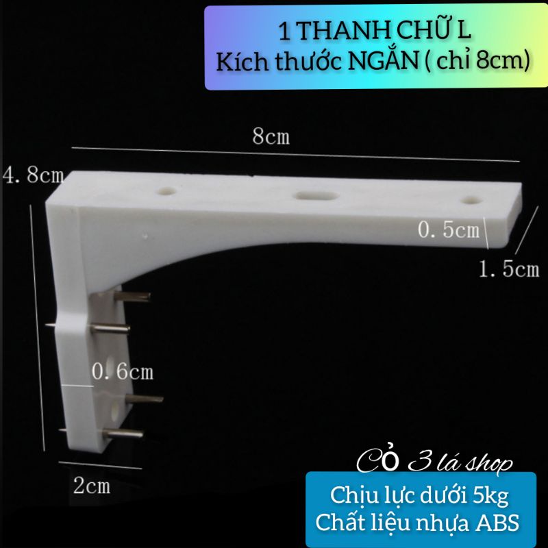 (1 cái) Thanh chữ L NGẮN nhựa ABS đóng đinh không khoan đục tường tiện lợi, khách xem kĩ mô tả và video nha