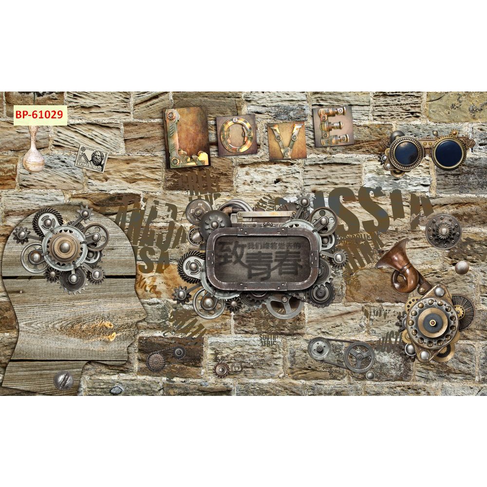 Tranh dán tường Quán Cafe, Trà Sữa, Trang Trí Cửa Hàng 3D tặng keo và dụng cụ dán