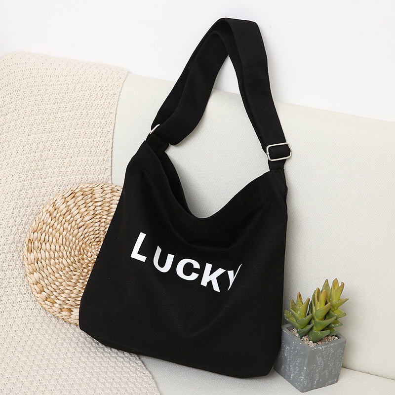 Túi Xách Canvas Cỡ Lớn In Chữ Thời Trang Cho Nữ Sinh
