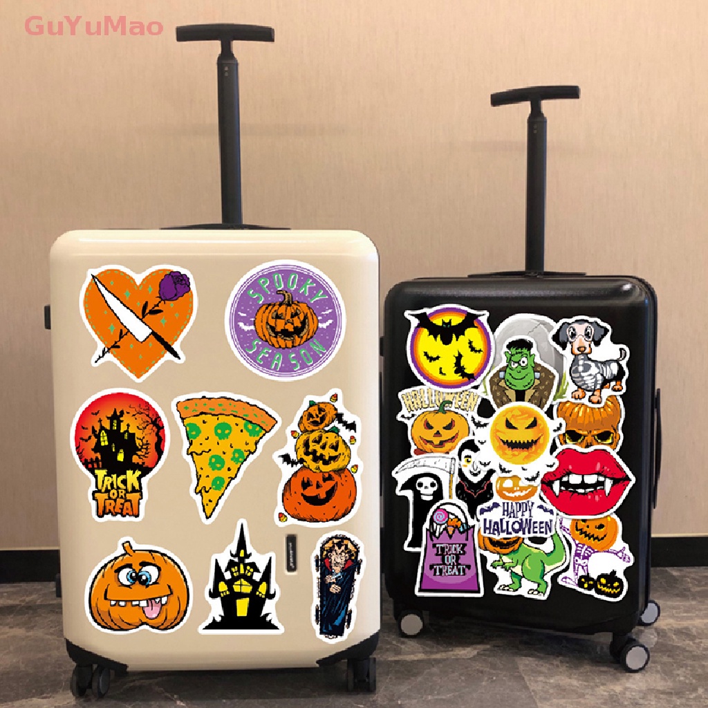 Set 50 Miếng Dán Graffiti Hình Bí Ngô Halloween Trang Trí Laptop / Ván Trượt / Guitar
