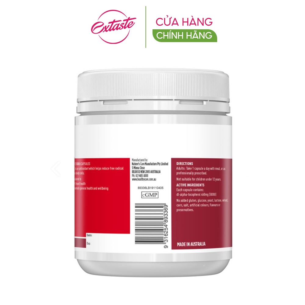 Mua Viên uống Healthy Care Vitamin E 500IU chống oxy hóa 200 viên giá