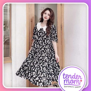 Đầm bầu mùa hè hoa cúc chất lụa thô mềm mại xinh xắn váy bầu v24