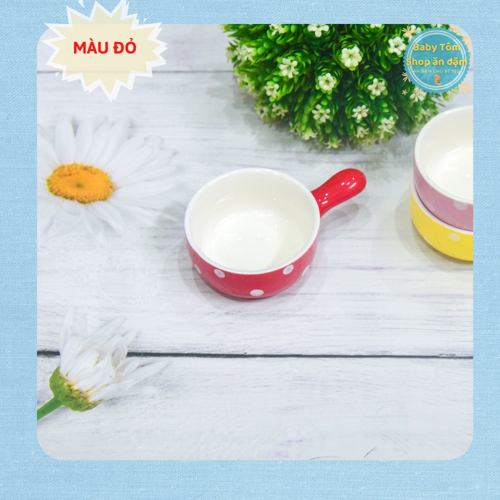 Bát ăn dặm gốm sứ màu ĐỎ nhiều mẫu, dung tích cho bé yêu, NPP Baby Tôm