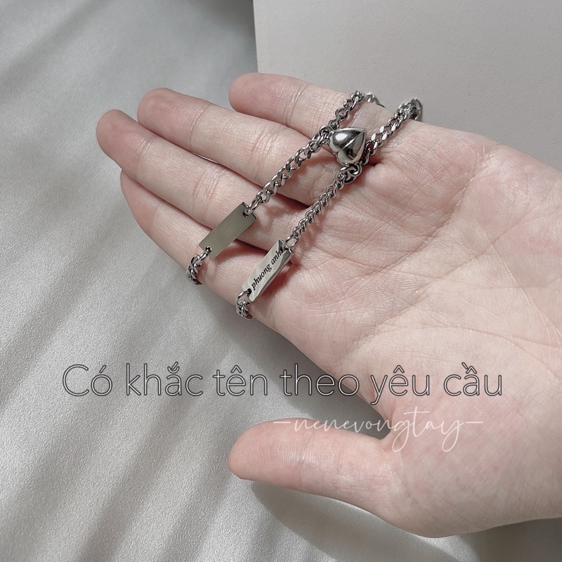 Vòng đôi khắc tên nam nữ theo yêu cầu  - số 1