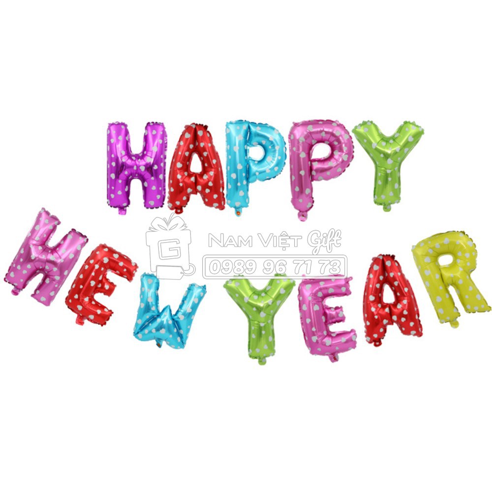 Bộ Bong Bóng Trang Trí Tết Năm Mới 2020 chữ Happy New Year Cỡ 40cm