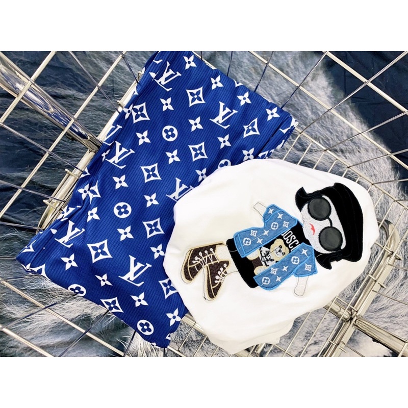 Set áo cotton cô gái mang kiếng thêu quần gân suông hot hit