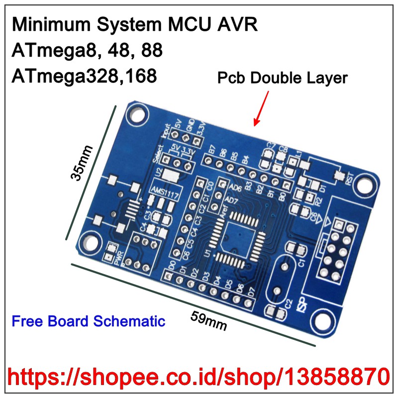 Bảng Mạch Pcb Atmega8 48 88 Atmega328 168 Avr