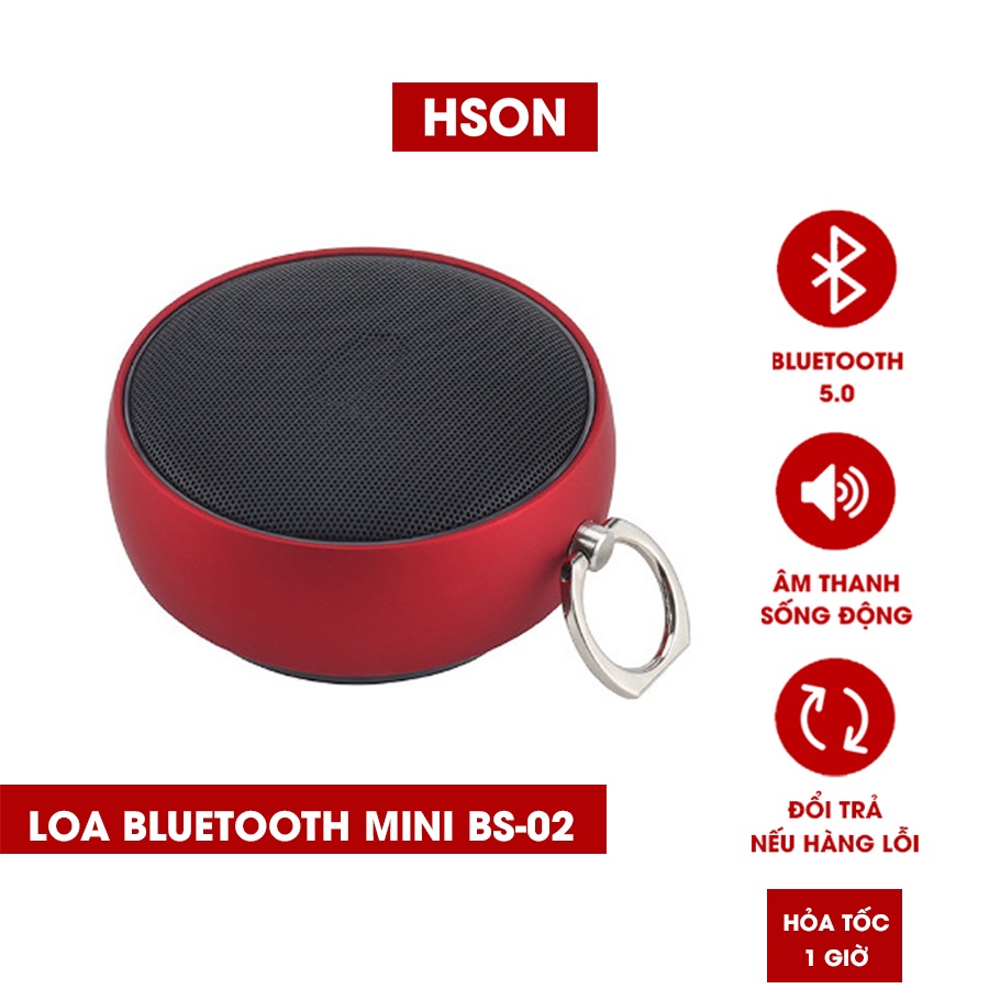 Loa bluetooth mini BS02 cao cấp loa không dây cầm tay HSON kèm móc treo tiện lợi và khe cắm thẻ nhớ