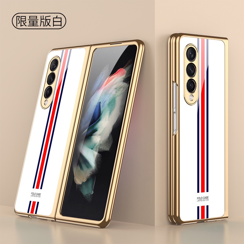 Ốp điện thoại kính cường lực mạ sang trọng chống va đập cho Samsung Galaxy Z Fold 3 5G