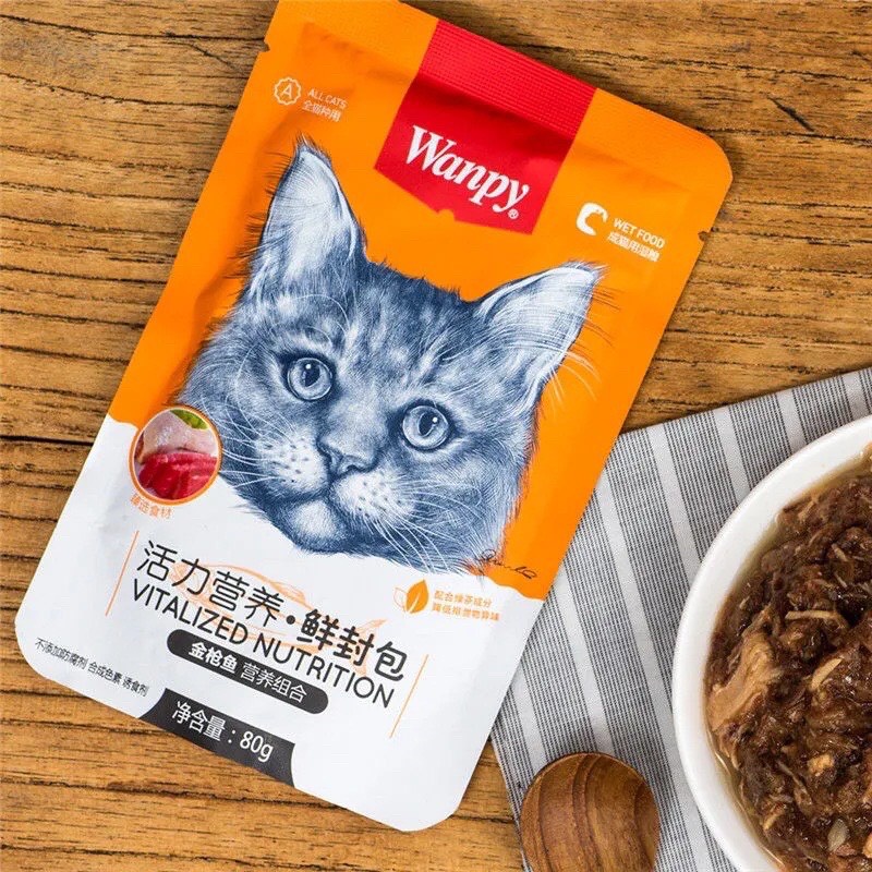 COMBO 14 GÓI Pate WANPY Cao Cấp cho Mèo Mix Đủ Vị gói 80g | Vie PETSHOP
