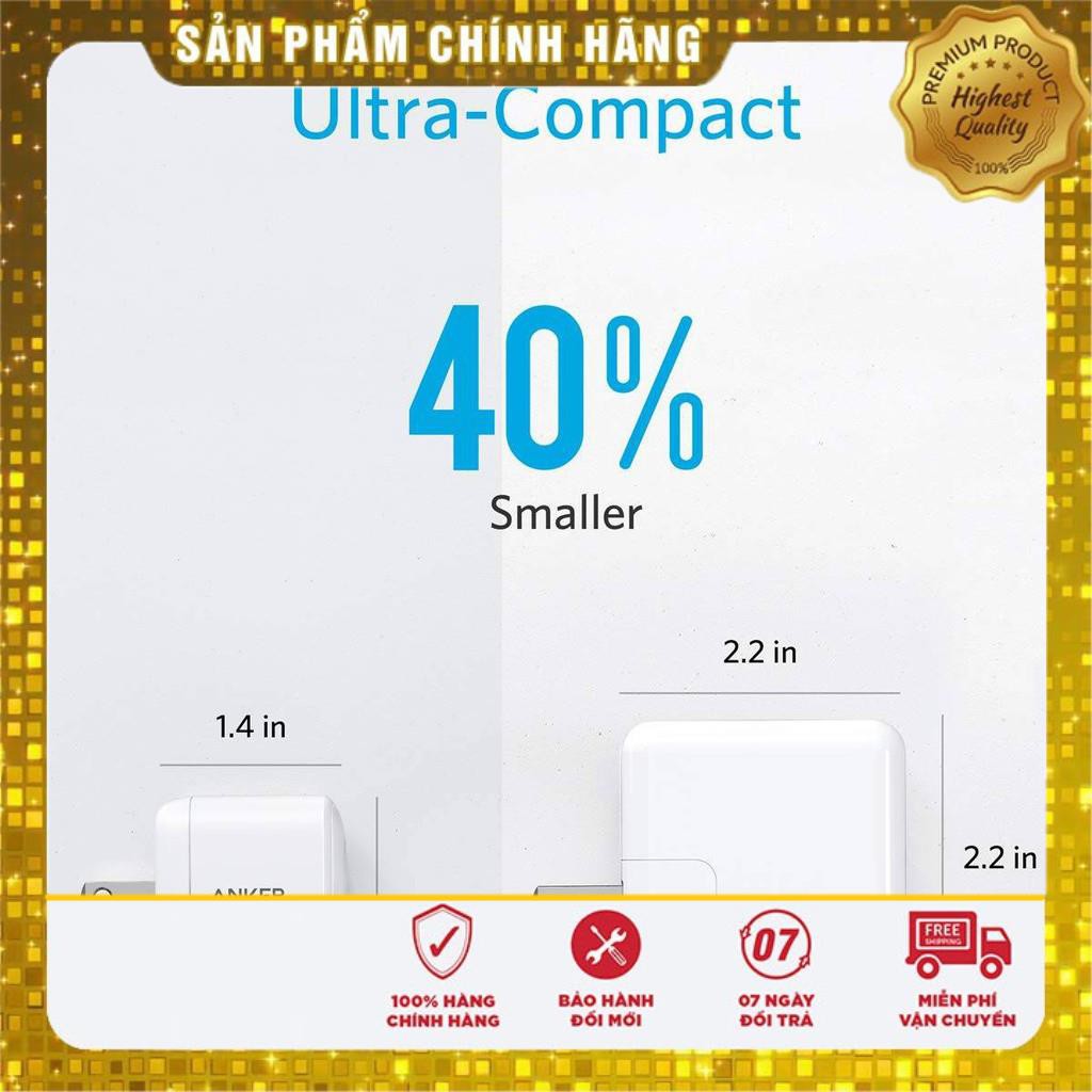 Cóc củ sạc nhanh PD Type-C 30W công nghệ PowerIQ cho điện thoại / Macbook hiệu Anker PowerPort Atom PD 1