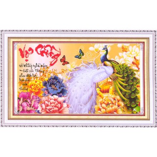 Tranh Thêu Chữ Thập 3D kết hợp Gắn Bướm đá Vợ Chồng Nghĩa Nặng Tình Sâu EVA8594AC (KHÁCH TỰ THÊU) KT:62X39CM