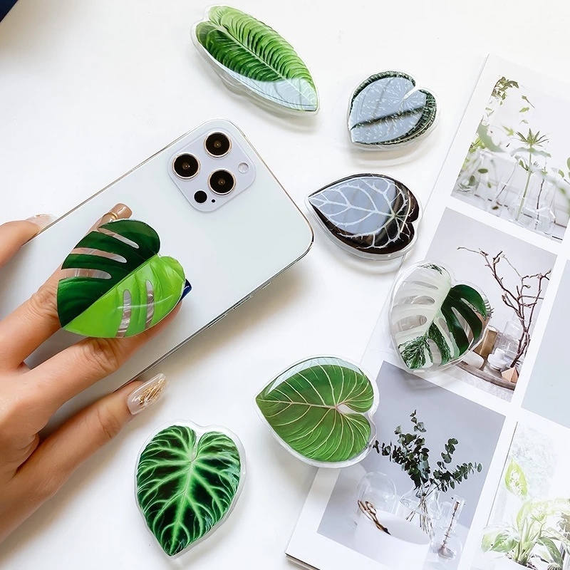 Giá Đỡ Điện Thoại/Máy Tính Bảng Hình Chiếc Lá Bằng Acrylic Gấp Gọn Tiện Dụng