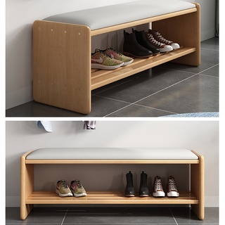 Ghế đôn đệm da có kệ để giày dép thông minh - Ghế băng ngồi chờ, ngồi thay giày dép decor sảnh quầy, hành lang 90cm