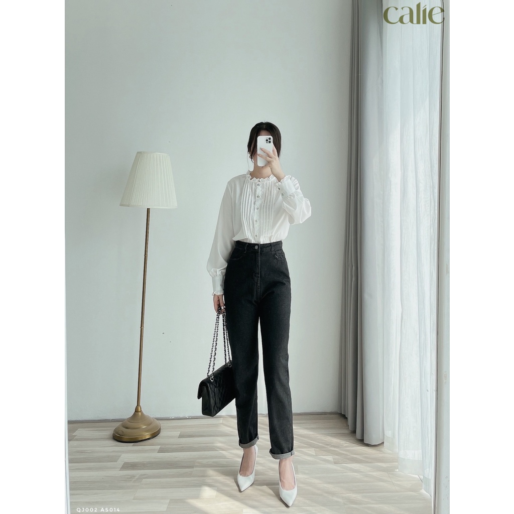 Quần jean dáng suông chỉ nổi trẻ trung thanh lịch thời trang công sở Calie House QJ002