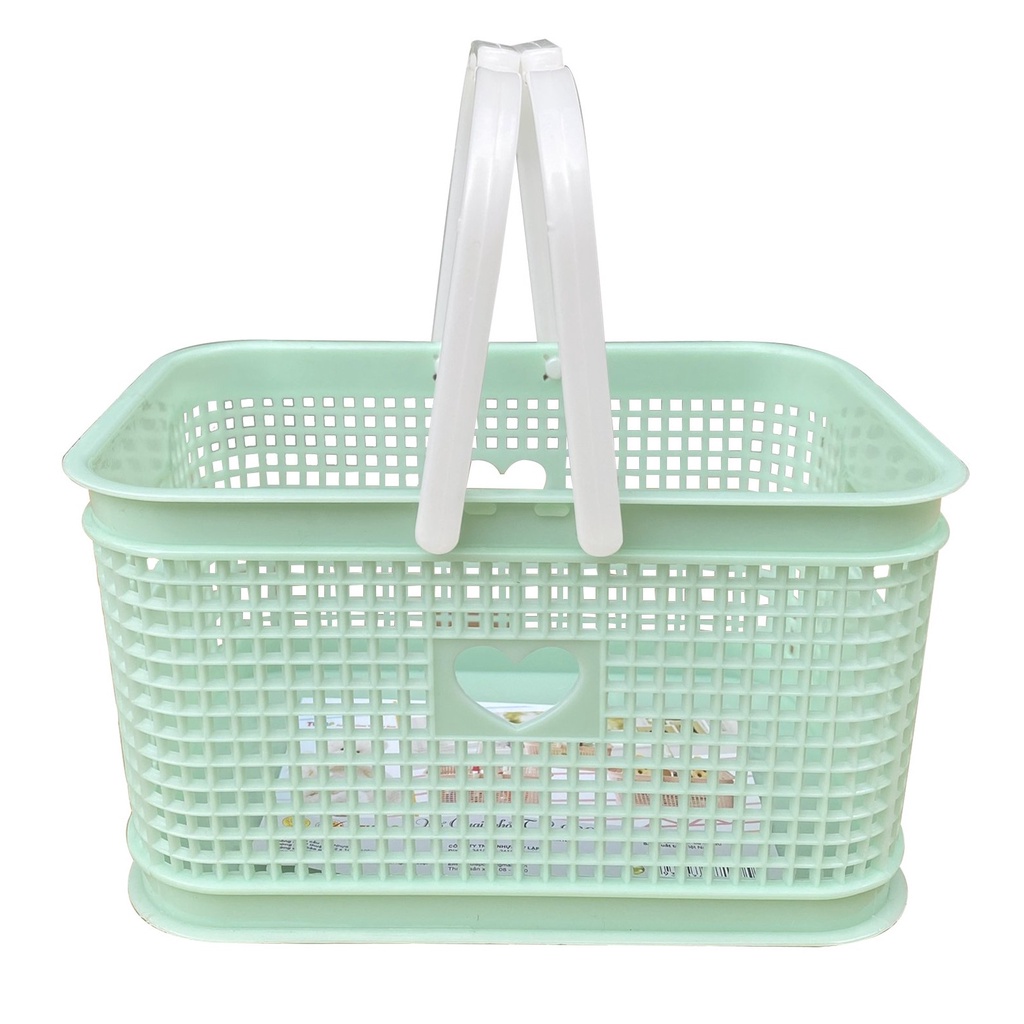 Rổ nhựa có quai đựng đồ tiện dụng 14cm ❖GIỎ VUÔNG TIM❖