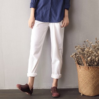 Quần baggy nam nữ có bigsize màu trắng