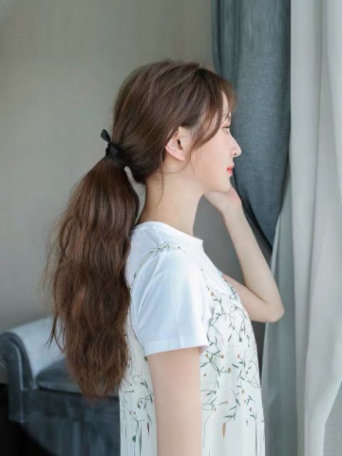 Tóc giả buộc xù sóng lửng b43 lửng