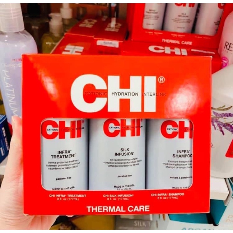 Set gội xả serum  dưỡng tóc CHI SILK INFUSION