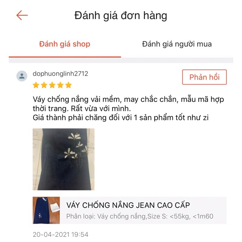 VÁY CHỐNG NẮNG JEAN CAO CẤP