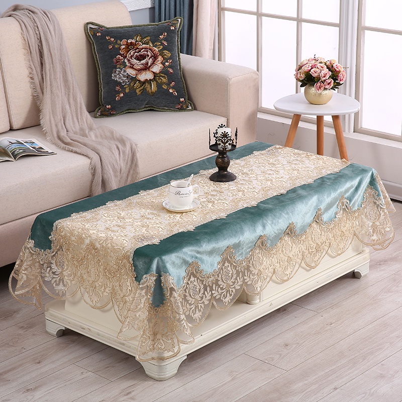 Khăn Trải Bàn Trang Điểm Phong Cách Bắc Âu Phối Ren Đơn Giản