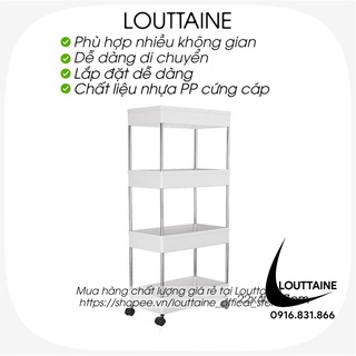 Kệ nhà tắm 4 tầng chất liệu nhựa PP có bánh xe, kệ nhà bếp nhà vệ sinh đa năng tiện dụng size lớn 22x40x87 cm