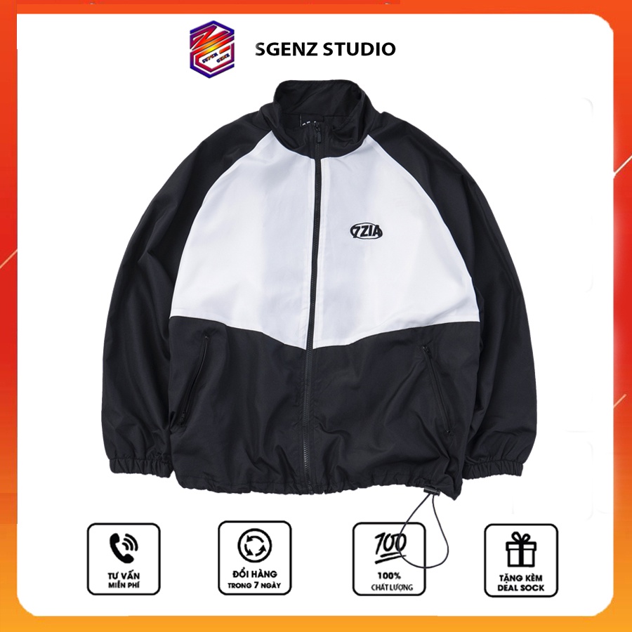 Áo khoác bomber jacket 7zia vải dù 2 lớp, logo 7zia thêu, form ulzzang nam nữ phong cách. cá tính