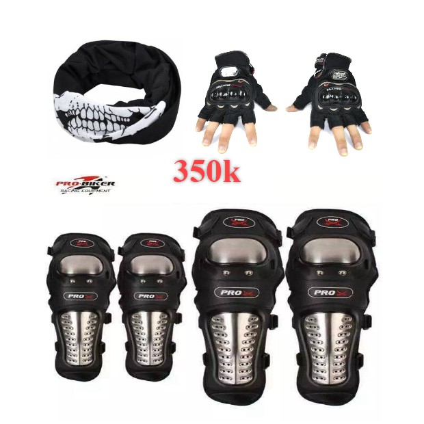Combo Phượt 3 - Giáp inox + Găng Pro-biker Đen + KDN (ngẫu nhiên)