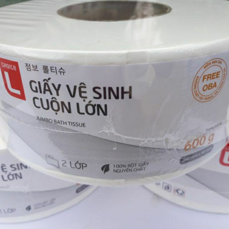 Giấy vệ sinh (2 lớp) cuộn lớn 600g Choice L Hàn Quốc.