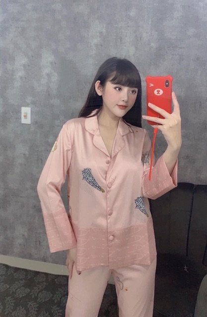 Bộ pijama dài tay quần dài lụa satin cao cấp | BigBuy360 - bigbuy360.vn