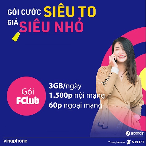 Sim Gói FCLUB 091 VinaPhone 4G Siêu ưu đãi Miễn Phí Tháng đầu Tặng Phút Gọi Nội Ngoại Mạng + Data siêu VIP