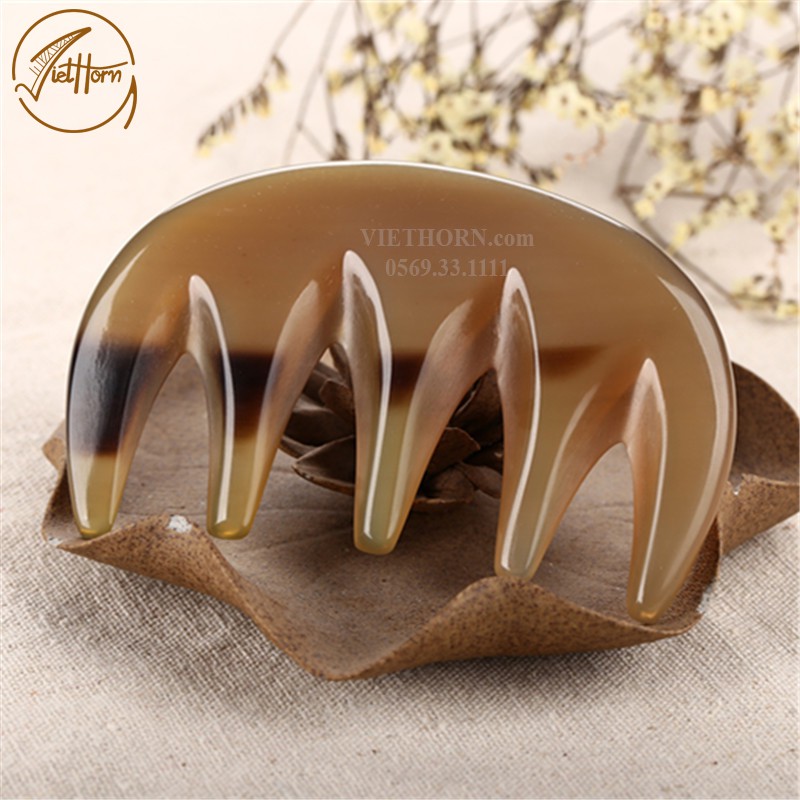 Lược 5 răng đa năng bằng sừng VIETHORN /chải tóc massa dây thần kinh kết hợp /chăm sóc da mặt /đánh tan stress