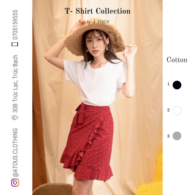 Áo thun cộc tay dáng rộng ÀTOUS kiểu dáng oversize chất liệu thấm hút co giãn tốt không bai dão