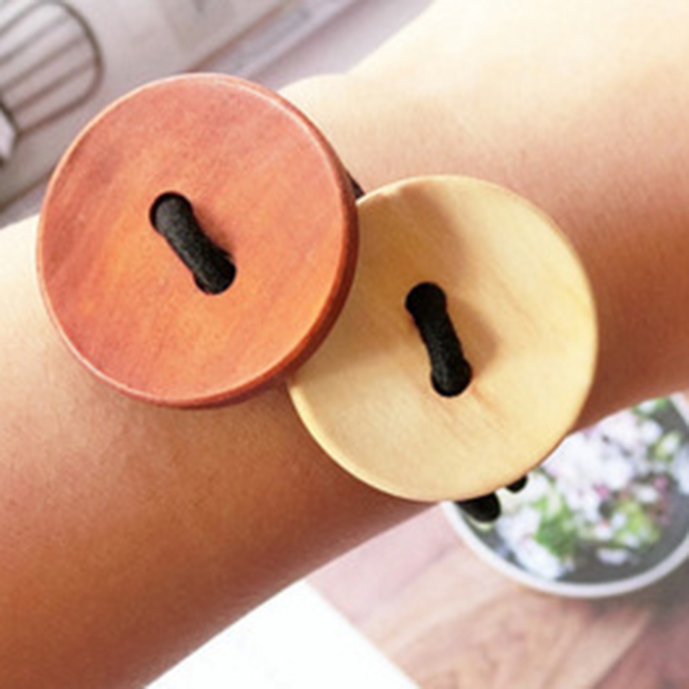 Dây cột tóc hình nút gỗ xinh xắn cho nữ