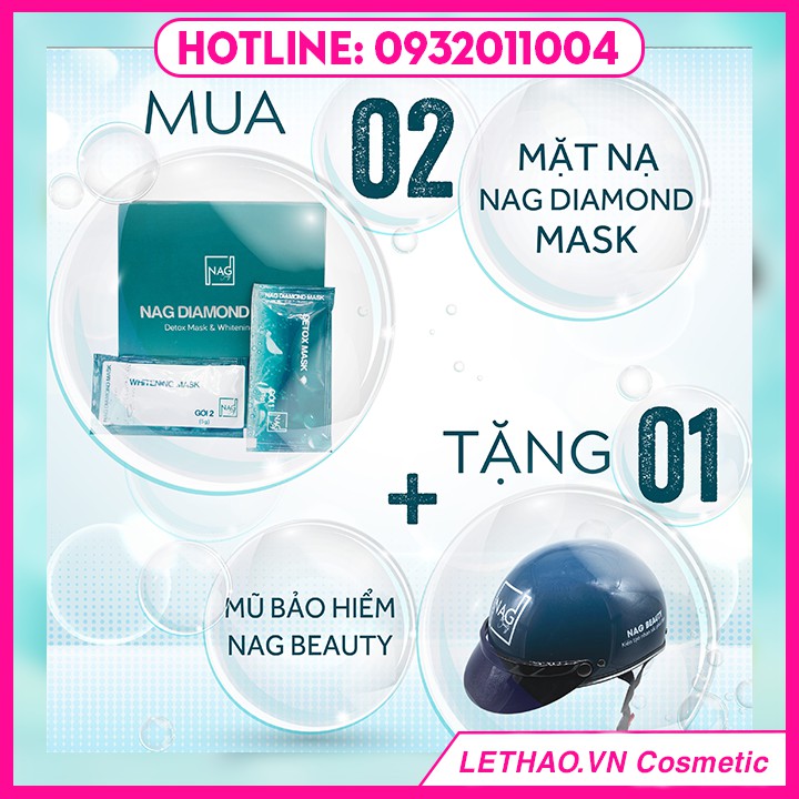 [MUA ĐỂ NHẬN QUÀ] Tặng 01 mũ bảo hiểm/nón bảo hiểm khi mua 02 hộp sản phẩm BỘ ĐÔI MẶT NẠ N.A.G DIAMOND MASK