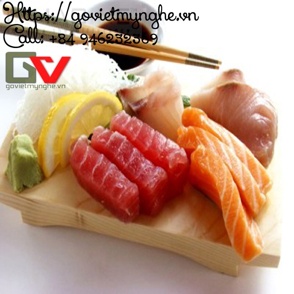 [Trang trí món Nhật] Khay thớt gỗ trang trí sushi - Thớt gỗ trang trí Sushi 2 tầng kích thước 25cmx15cm - Gỗ Thông