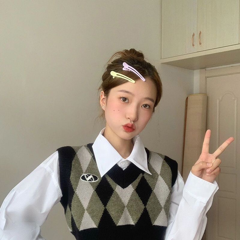 Áo gile croptop màu vintage chất dày dặn cổ chữ V cá tính