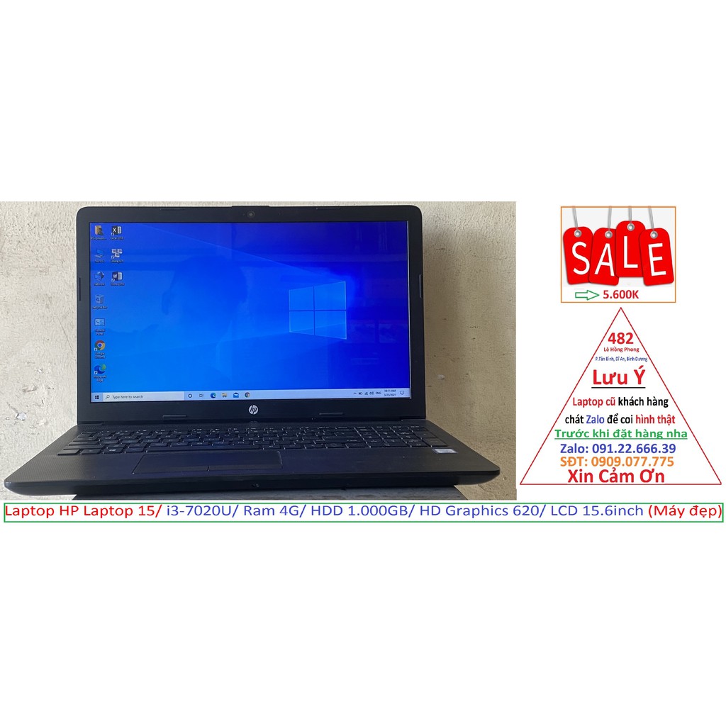 Laptop HP Laptop 15/ i3-7020U/ Ram 4G/ HDD 1.000GB/ HD Graphics 620/ LCD 15.6inch (Máy đẹp) | WebRaoVat - webraovat.net.vn