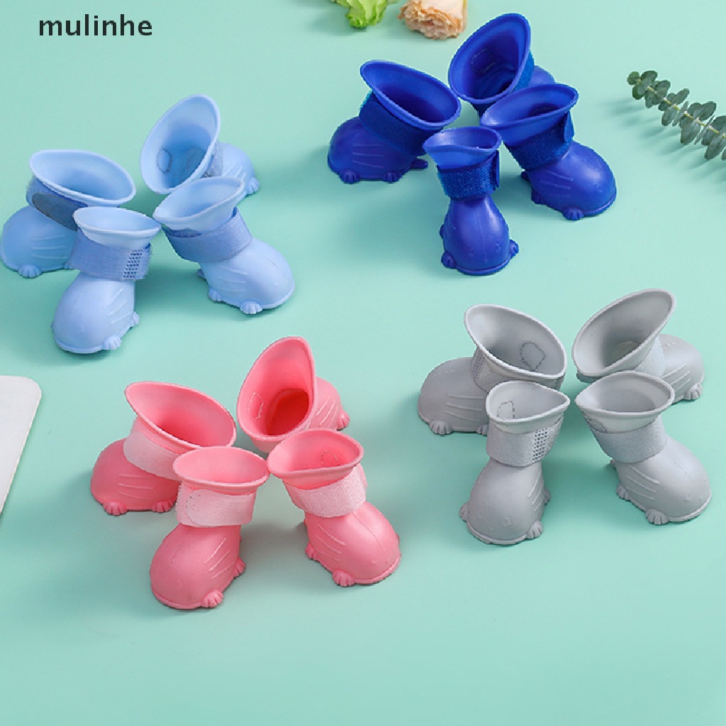 Bộ 4 Vỏ Bọc Giày Đi Mưa Bằng Cao Su Chống Trượt Chống Thấm Nước