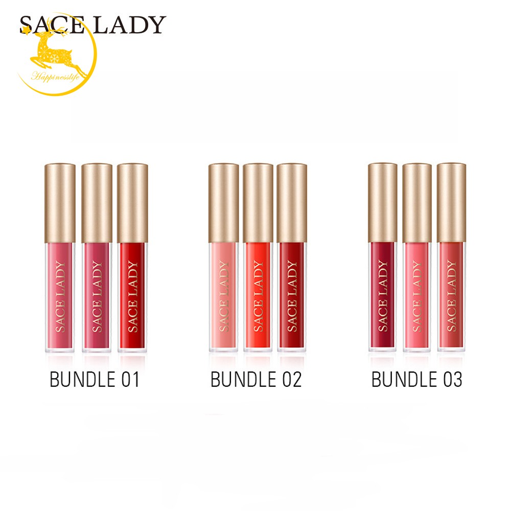 VEET (Hàng Mới Về) Set 1 Hộp / 3 Son Bóng Không Dính Lâu Trôi Dưỡng Ẩm Sace Lady