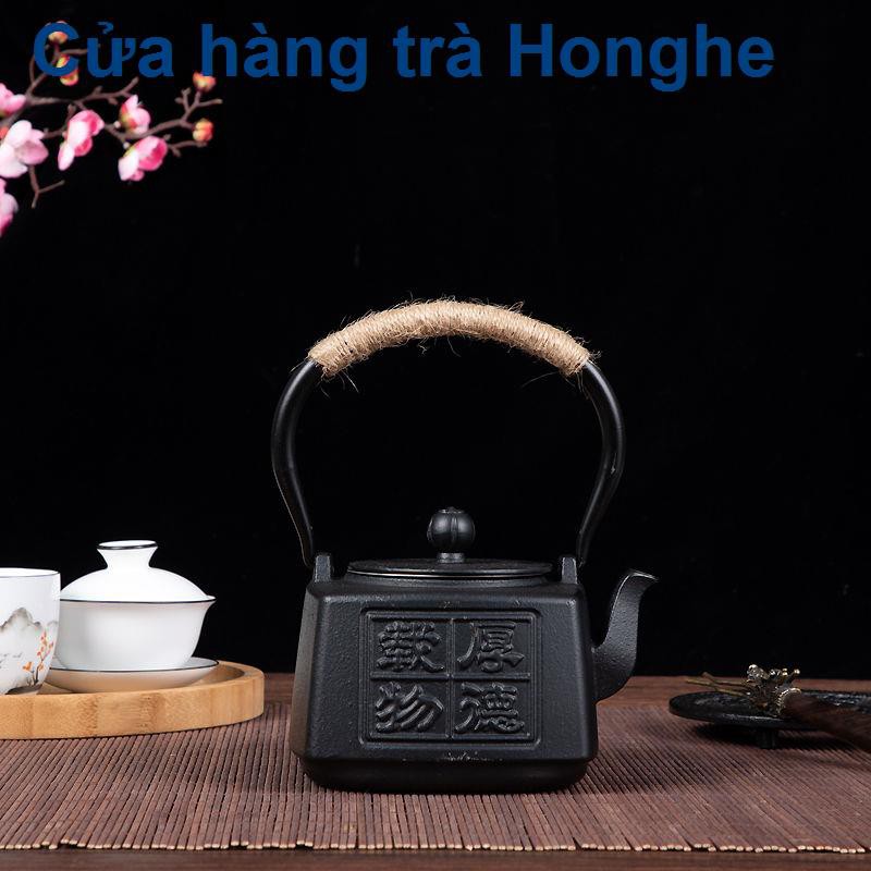 Ấm gang đôi có lưới pha trà cổ Nhật Bản, không tráng, đun nước, Bộ Kung Fu <