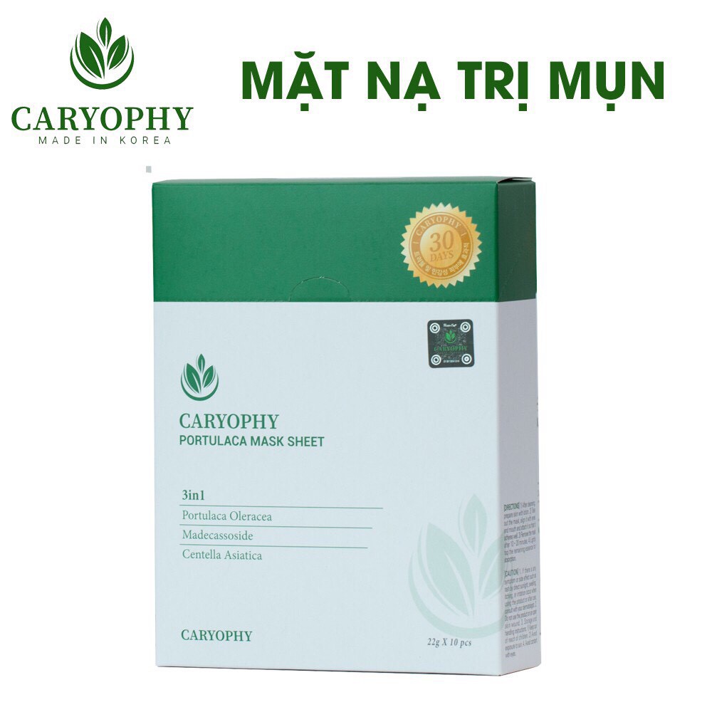 Hộp Mặt Nạ Trị Mụn Chuyên Sâu Caryophy Portulaca Mask Sheet Hàn Quốc